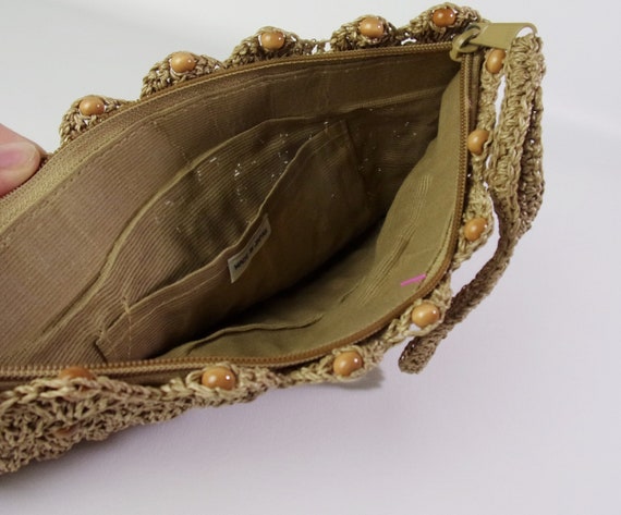 Vintage BOHO Purse Handbag Wristlet Woven Raffia … - image 6
