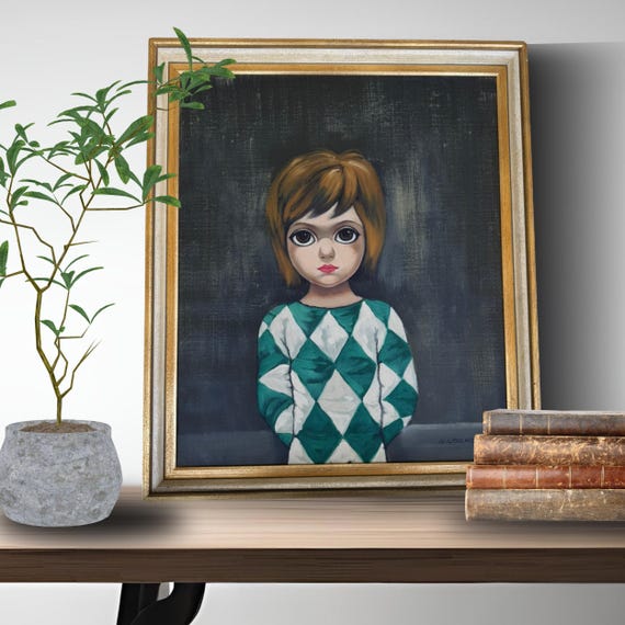 Margaret Keane 70s ヴィンテージ　ポスター 額付「ALONE」 Margaret Keane 70s ヴィンテージ ポスター 額付「ALONE