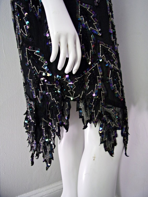 Vintage 80s Sequin Beaded Party Dress, NYE Beaded… - image 5