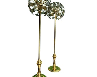 Mid-Century Floor Lamp PAIR Fontana Arte Style Sputnik Cut Glass Dandelion Mid-Century 1960s