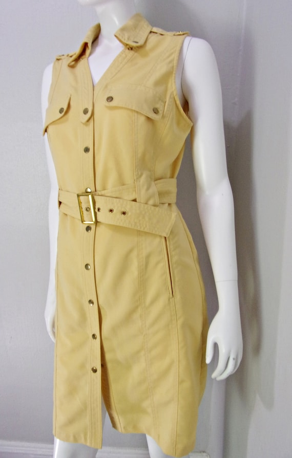 Vintage 90s Safari Dress, 90s Belted Shirt Dress,… - image 2