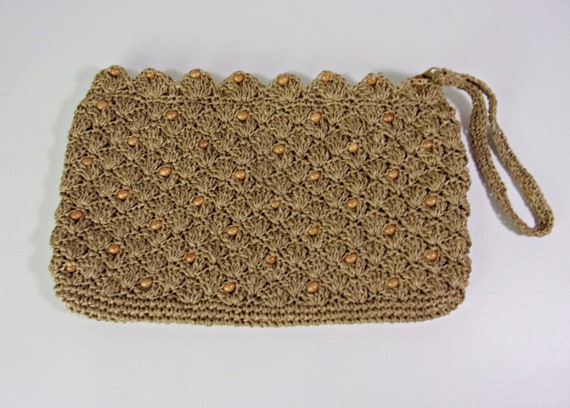 Vintage BOHO Purse Handbag Wristlet Woven Raffia … - image 2