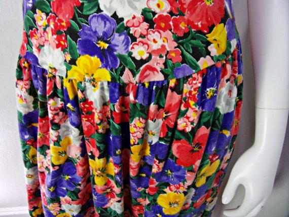 Vintage 80s Dress, Floral Dress, Watercolor Flora… - image 3