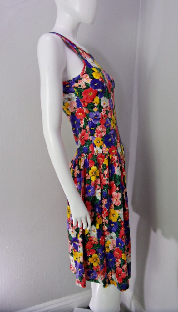 Vintage 80s Dress, Floral Dress, Watercolor Flora… - image 4