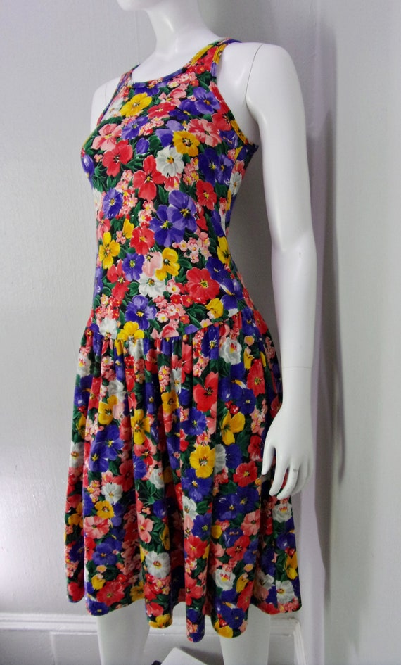 Vintage 80s Dress, Floral Dress, Watercolor Flora… - image 8