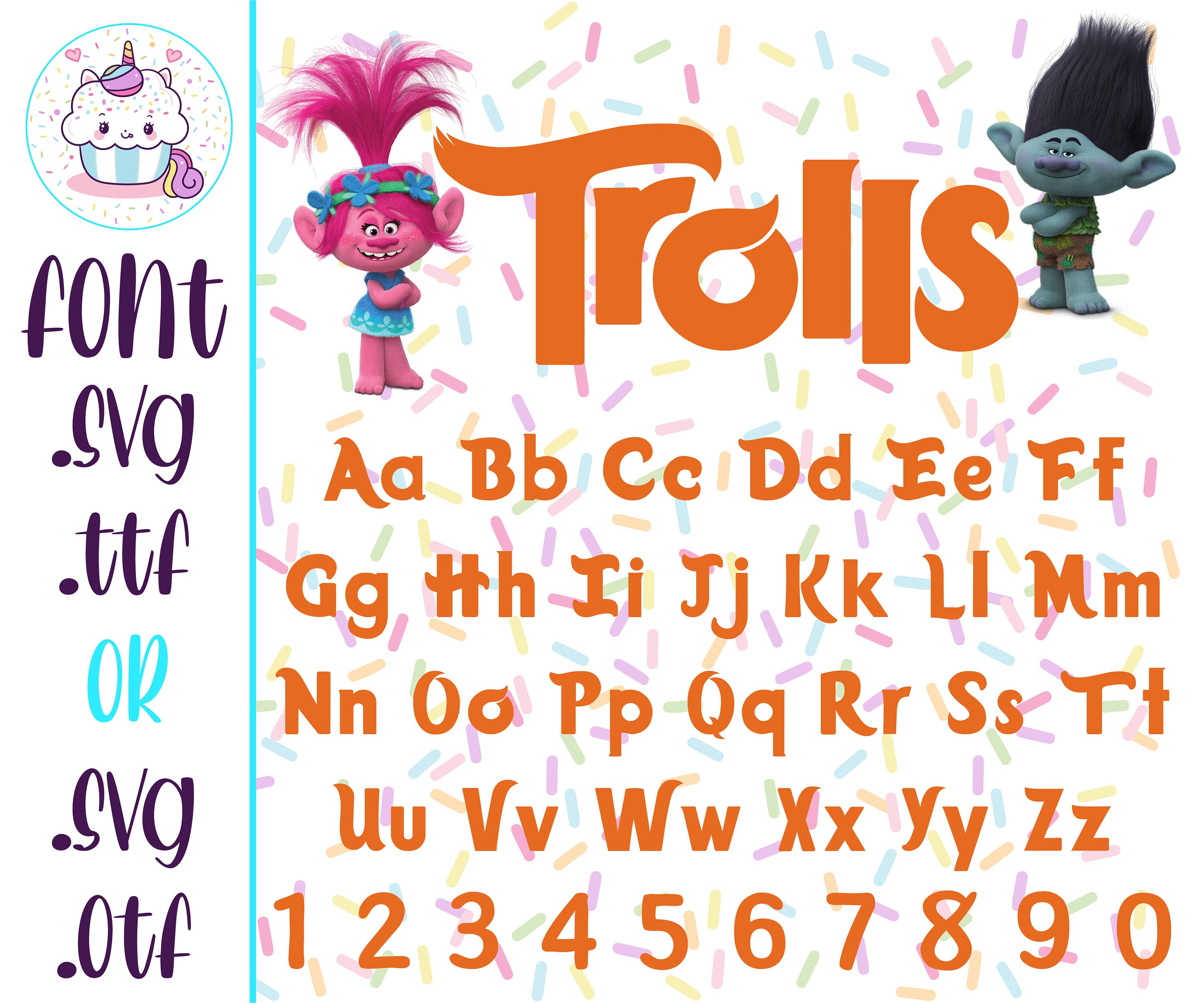 TrollS FONT SVG alfabeto para Cricut Silueta Descarga | Etsy