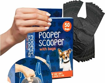 All Pets Dog Pooper Scooper Handheld Lightweight Assembled with 50 BAGS Hygeinic Cleaning Poo Picker for Dog Loo Animal Waste Handheld, 15cm