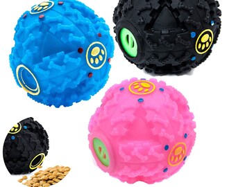 Dog Balls [8 cm] Interactive Giggle Treat Dispenser Exciting Sound Dog Treat Toy Teeth Cleaning Bite Resistant Dog Chew toys