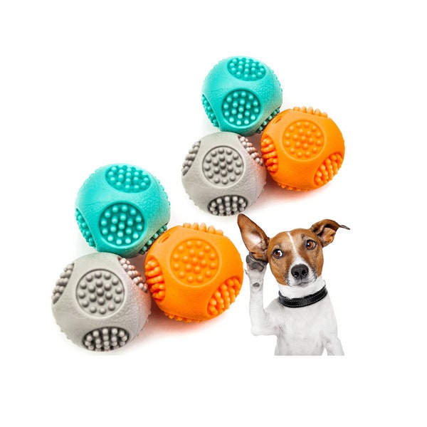 6.5cm Rubber Dog Balls Durable Squeaky Dog Toys Spike Ball Bouncing Textured Interactive Dog Toys For Boredom Strong Rubber Balls for dogs