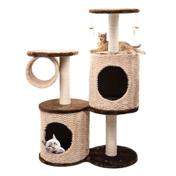 Freestanding Cat Tower Furniture for Cat House Bed with Cat Scratching Post  Cat Shelves on Tall Cat Tree for Indoor Cats & Kittens