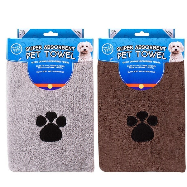 2 X Pack of Super Absorbent Microfiber Pet Towels for Dogs, Puppies & Pets