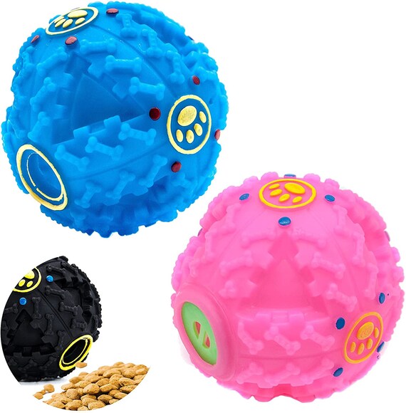 Dog Balls 8 Cm Interactive Giggle Treat Dispenser Exciting Sound Dog Treat  Toy Teeth Cleaning Bite Resistant Dog Chew Toys 