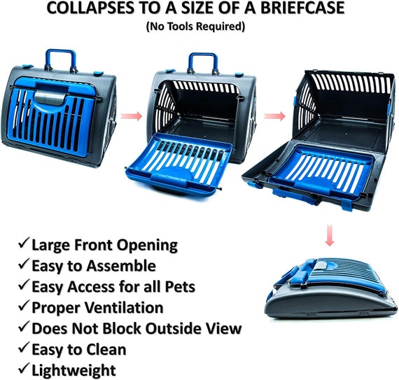 Pet Carrier Dog Crate Portable Collapsible Cat Dog Carrier With Ventilation  Foldable for Dogs Cats Rabbits With Free Collapsible Pet Bowl 