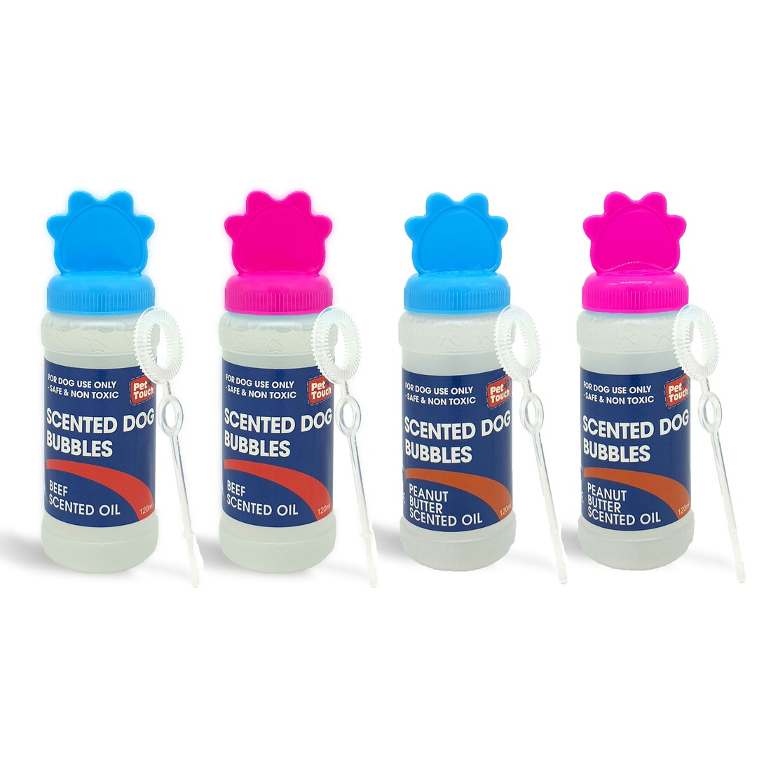 Beef Flavoured Scented & Peanut Butter Scented Bubbles for Dogs, Puppy Dogs Safe Toy Non Toxic
