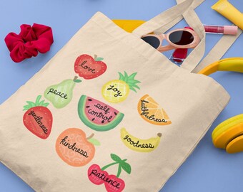 Cute Fruits of the Spirits Bag Cute Bag for Her - Cute gift for her Canvas Bag Cute Bag for school Grocery Bag for Mom's Gift Ideas 16