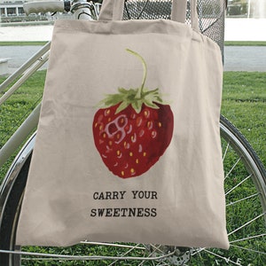 Vintage Erdbeer Canvas Tasche - Umweltfreundliche Tragetasche Mit Schultergurt