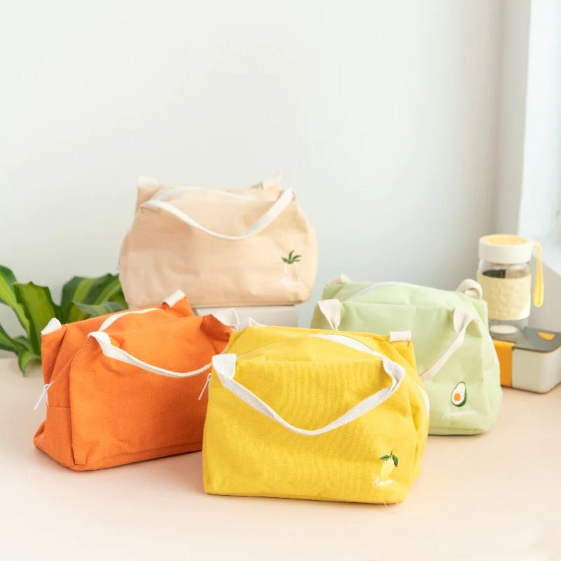 Canvas Contrast Color Tote Bag, Casual Daily Lunch Bento Bag, Durable  Fashion Commuter Bag - Temu
