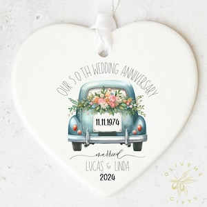Personalized Anniversary Ornament, Custom Anniversary Gift for Any Year - 5th, 10th, 25th, 40th, 50th Wedding Milestones, Custom Ornament