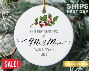 Our First Christmas Ornament Customized Mr and Mrs Ornament for First Christmas Married Ornament for Wedding Gift for Mr and Mrs Personalize