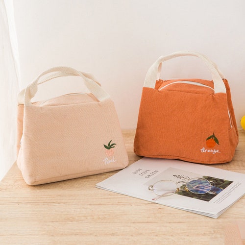 Canvas Lunch Bag With Heat Insulated Lunch Bag Cooler Tote Etsy