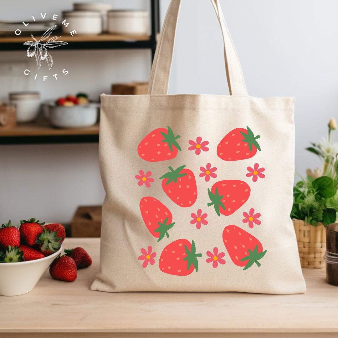 frufru - Strawberry Cake Print Canvas Tote
