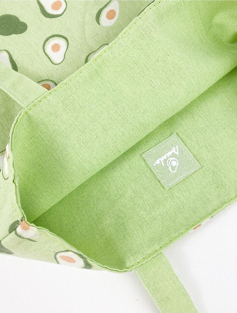 Avocado Printed Two-Sided Tote Bag, Cute Avocado Bag, Avocado Green Canvas Tote Bag, Reusable Shopping Bag, Office School Tote bild 5