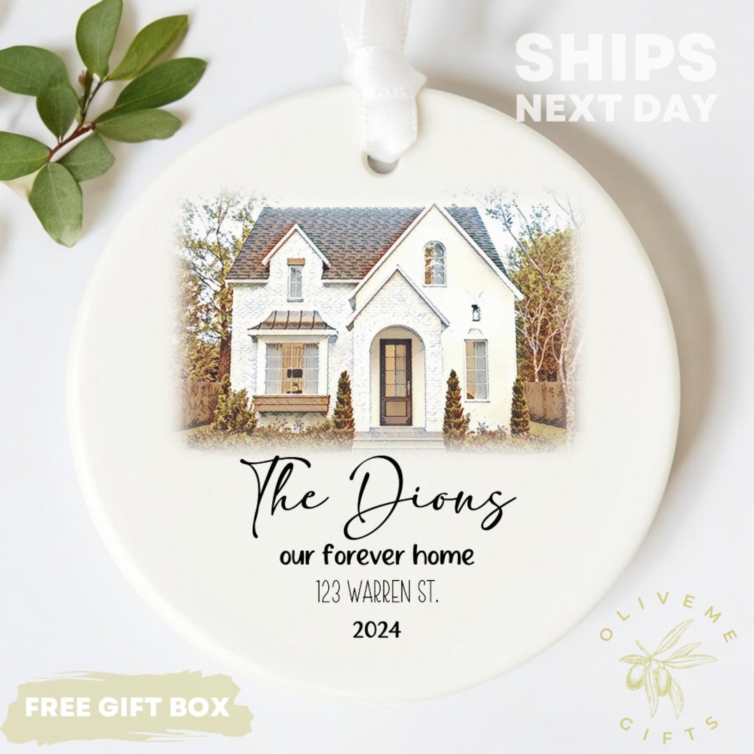 Custom Watercolor House Ornament, Personalized Home Christmas Ornament ...