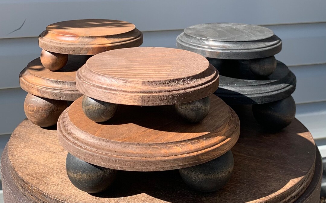 Round Wood Riser Set, Round Wood Pedestal, Tiered Tray, Farmhouse Decor