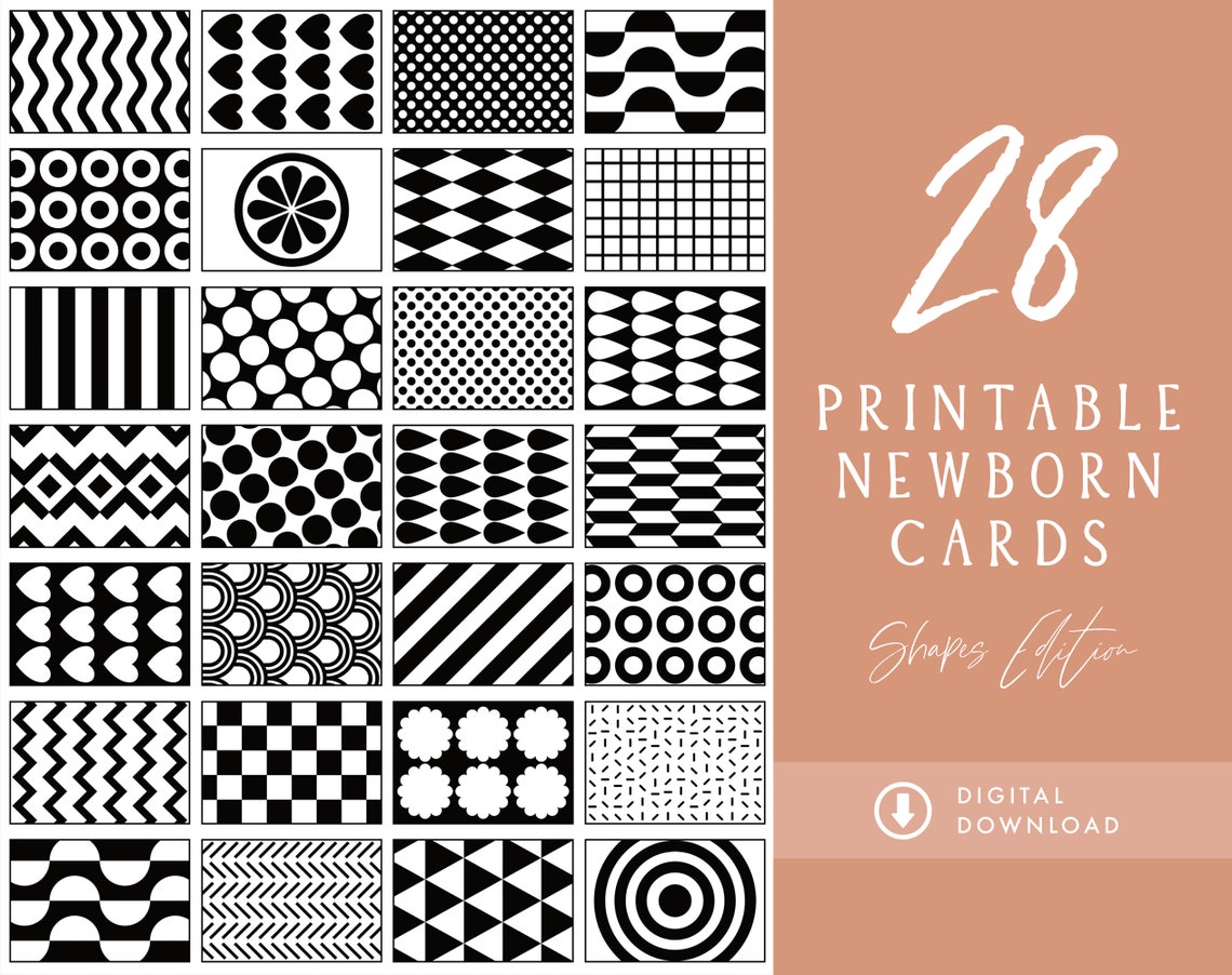 28 Printable Black &amp; White Baby Cards , High-contrast Flash Cards ...