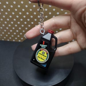 Kikkoman Soy Sauce Keychain | Food Keychain | Soy Sauce Keychain | Handmade Gift | Mini Penguin Earrings | Hoop Hoops | Diaper Earrings |