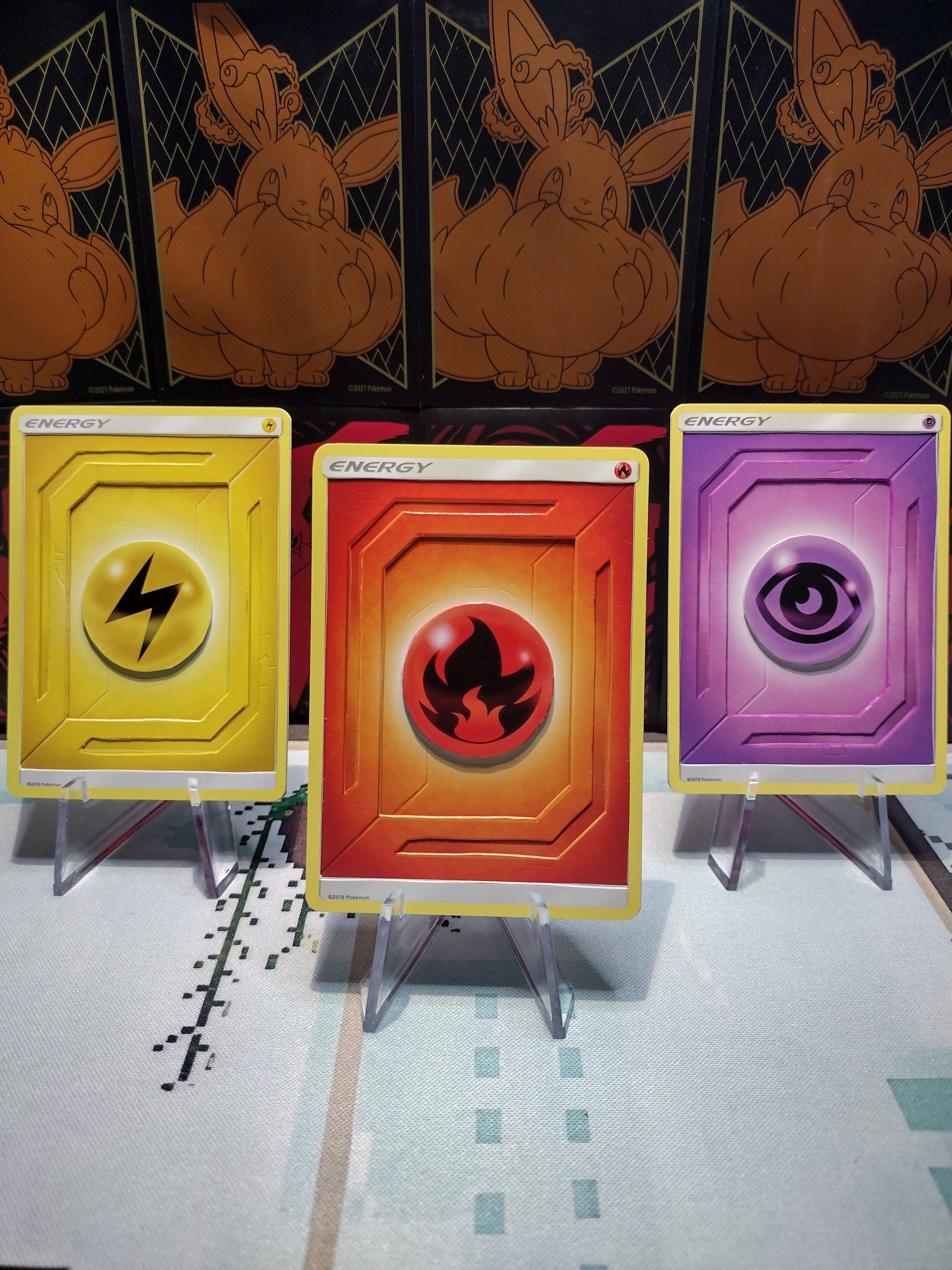 3D Energy Cards- Fire, Electric, and Psychic - Etsy