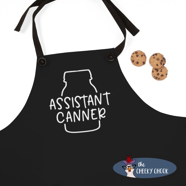 Canning Apron - "Assistant Canner" Design on Black Background - Gift for Canners