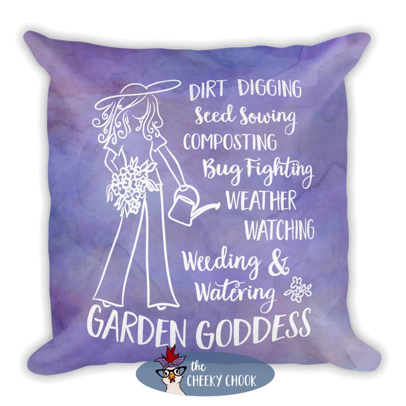 18 x 18 Garden Goddess Pillow Decorative Accent Pillow Fun Gardening Gift