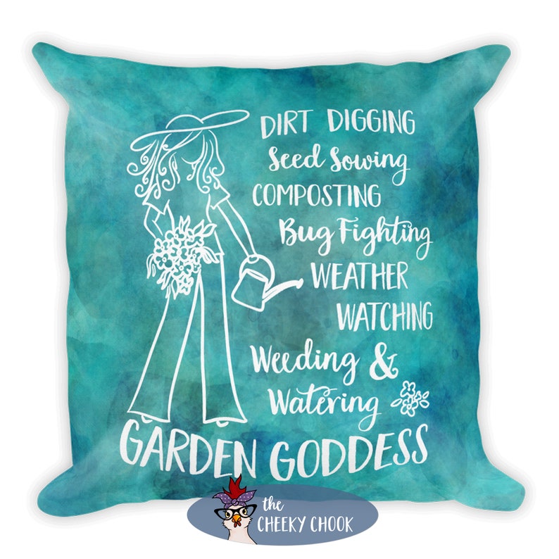 18 x 18 Garden Goddess Pillow Decorative Accent Pillow Fun Gardening Gift