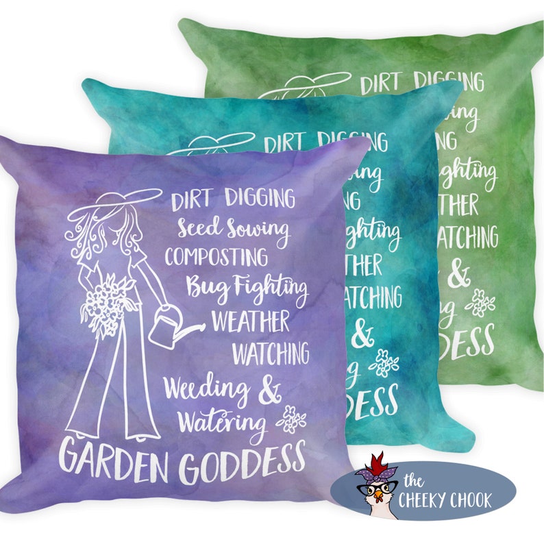 18 x 18 Garden Goddess Pillow Decorative Accent Pillow Fun Gardening Gift
