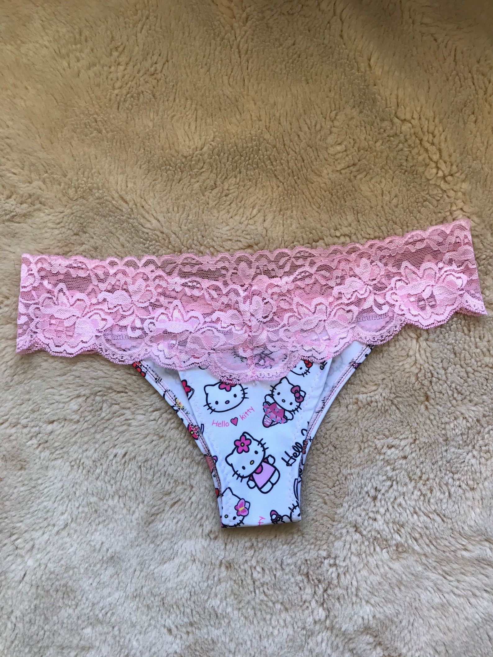 Sexy Underwear Made With Hello Kitty Fabric And Pink Lace Etsy