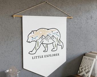 Little Explorer Pennant | Pennant Flag Wall Art Banner, Explore Wall Hanging, Kids Room Decor, Nursery or Play Room Wall Decor