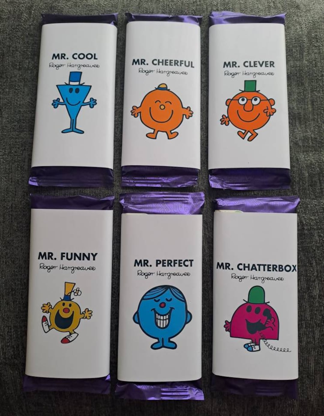Novelty Chocolate Bars Mr Men & Little Miss Themed Printable Etsy UK