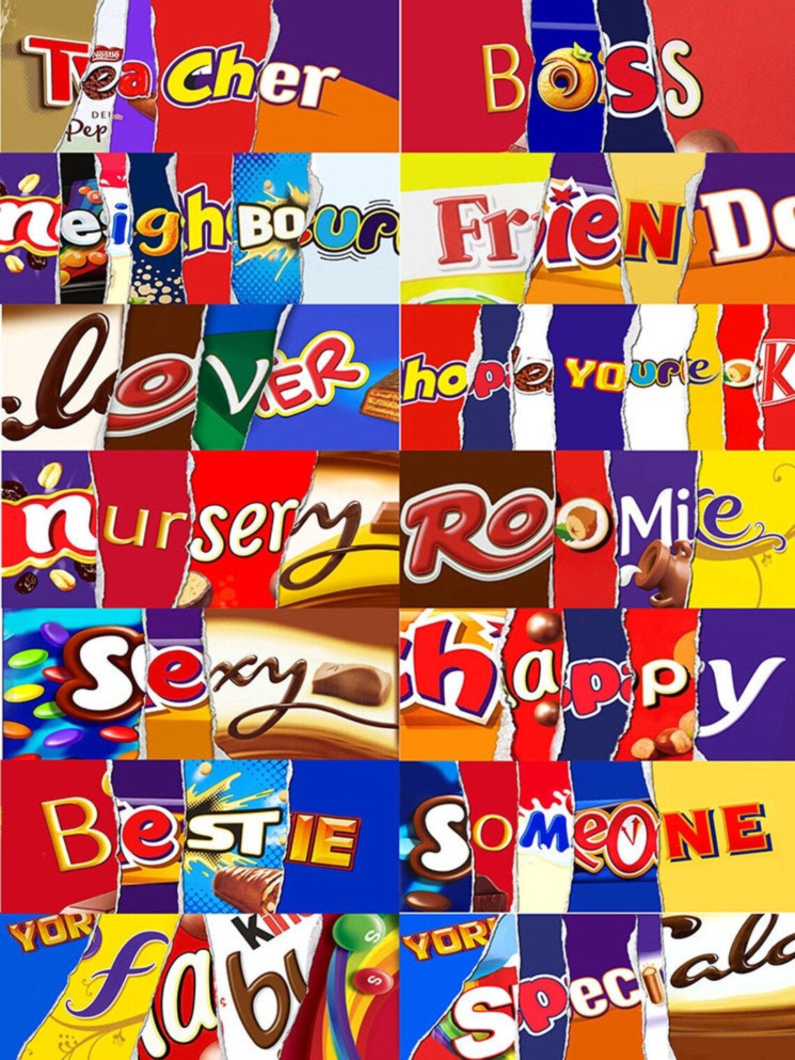 Novelty Chocolate Treats Generic Themed Chocolate Bar Etsy