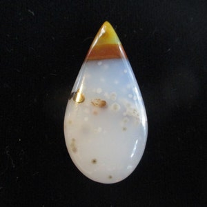 Montana Agate w/Dendrites -Hand Cut & Polished Cab 35mm x 18mm