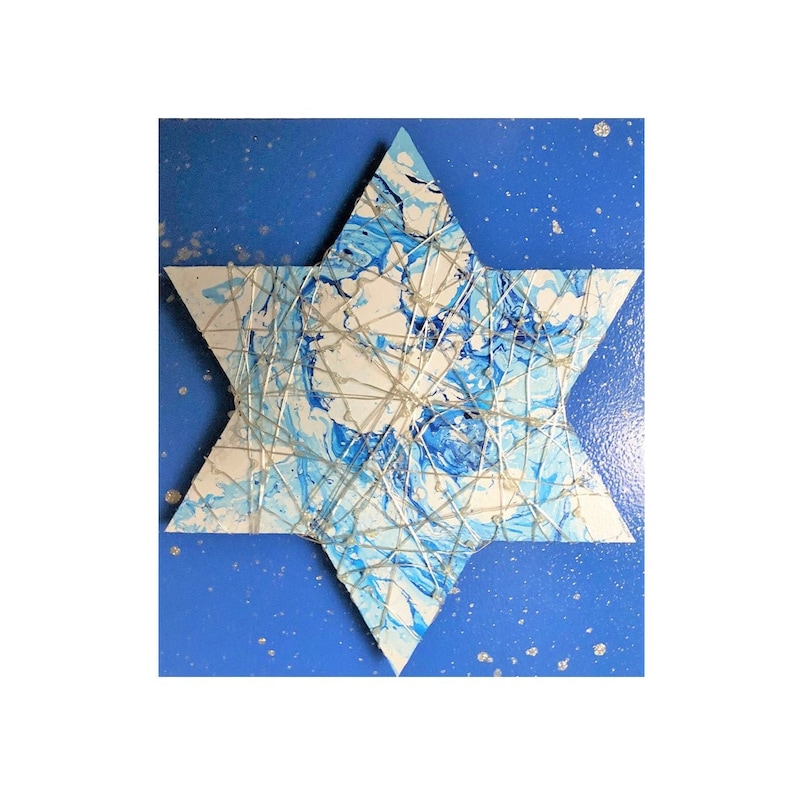 Jewish Star wedding gift Wood star hanukkah decor Light star chai star Blue and white Star