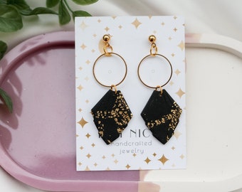 the Arabella | black and gold | polymer clay earrings