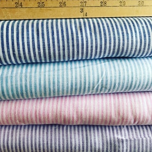 thin stripe limerick linen yarn dyed in pink, light blue, light purple or navy