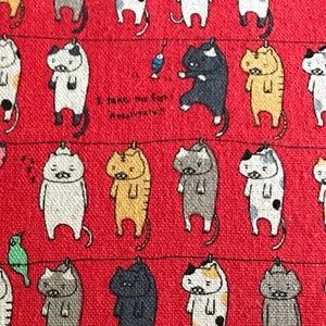 laundry line cat canvas cotton fabric made in Japan all four colors available