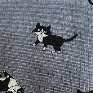 gray tuxedo neko canvas cotton linen fabric made in Japan