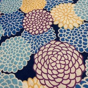 Navy Blue Chrysanthemum dobby cotton fabric made in Japan