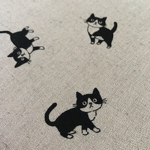 cream tuxedo neko canvas cotton linen fabric made in Japan