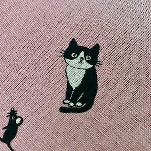 pink tuxedo neko canvas cotton linen fabric made in Japan