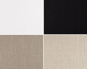 white black natural pebble solid medium weight linen fabric /  Oeko-Tex certified 100% linen