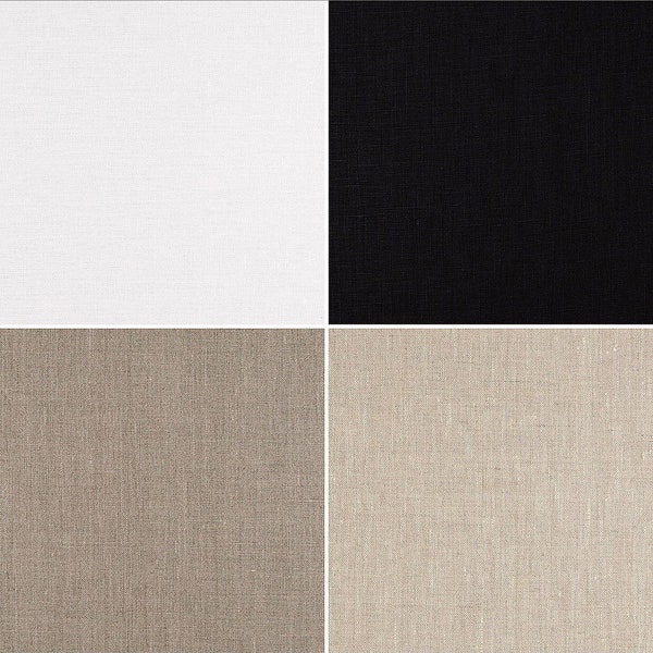 white black natural pebble solid medium weight linen fabric /  Oeko-Tex certified 100% linen